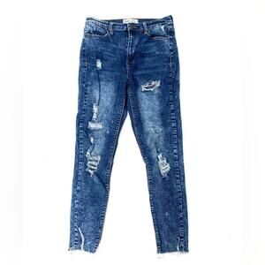 Dark Acid Wash Distressed Jeans